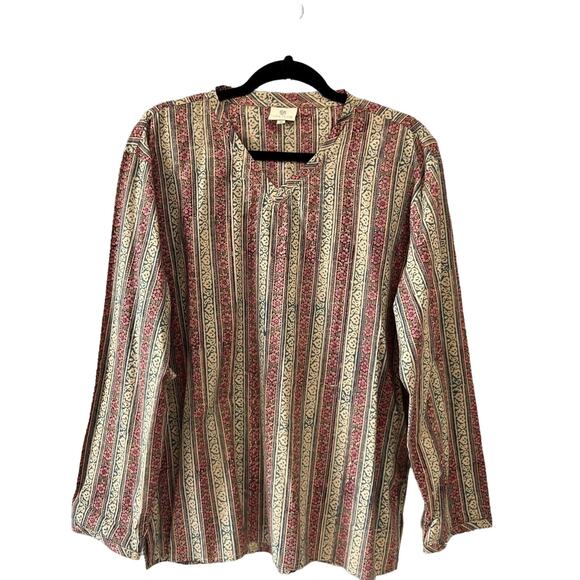 Anokhi Floral Cotton Blouse Indian Block Print Lightweight Boho Top M Medium - Picture 1 of 11